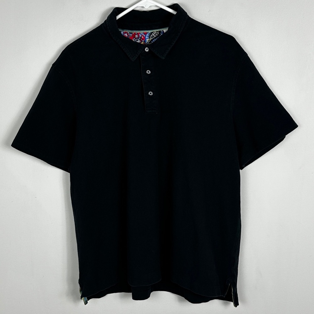 Robert Graham Black Short Sleeve Polo Shirt‎ Collared Mens Size XL Golf Tee Top